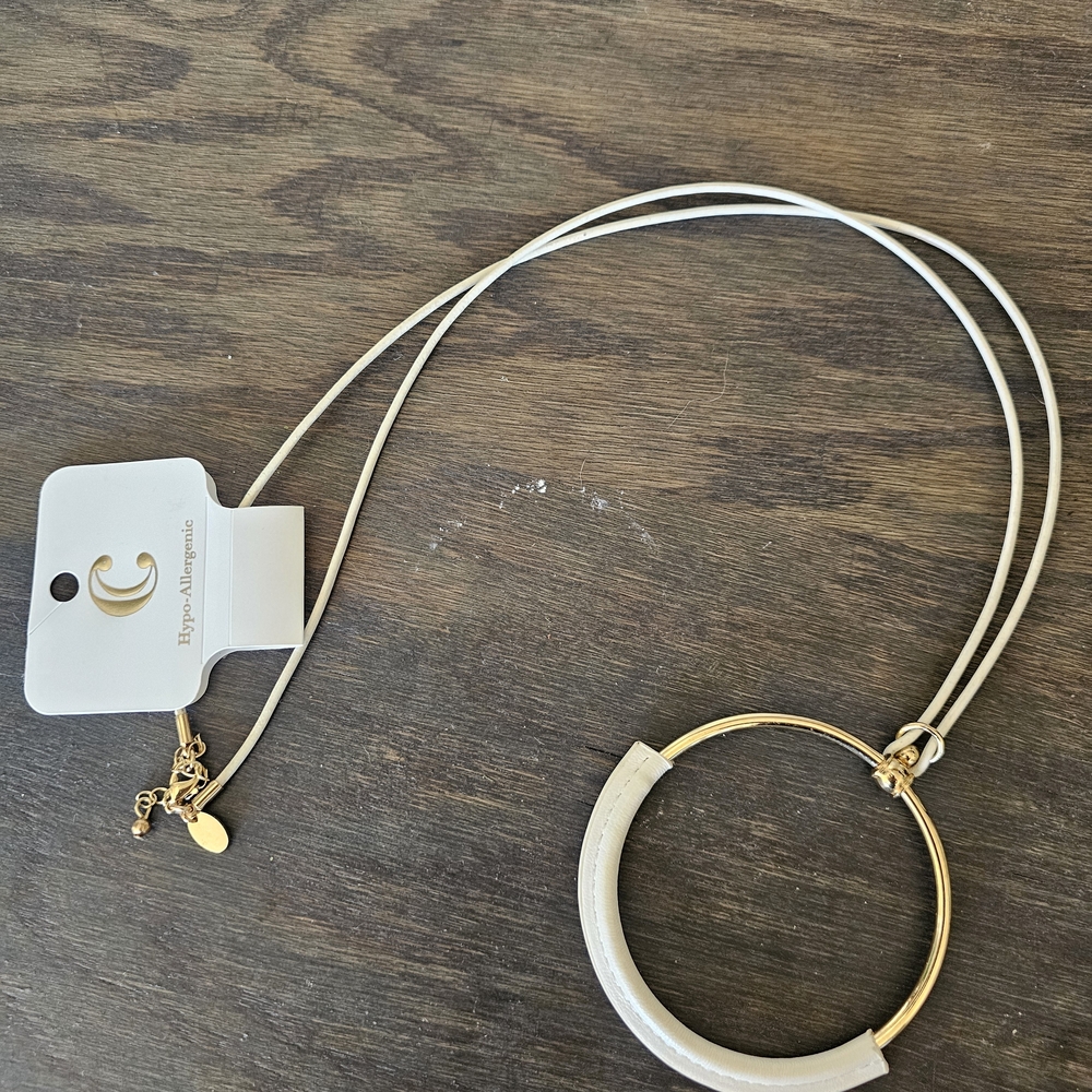 Faux Gold And Leather Long Pendant & Anklet Bundle